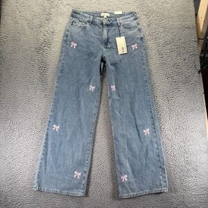 Ten Thirty Jeans Womens 9/29 Blue Cotton Denim Baggy Low Rise Embroidered 32x32